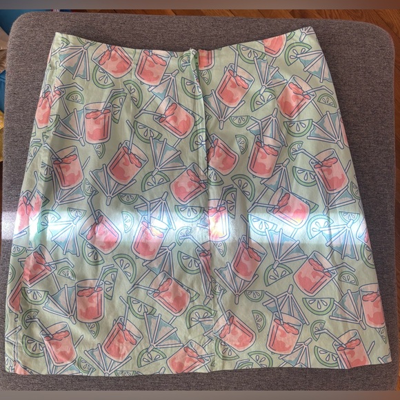 Vineyard Vines Mint Green Cocktail-Print A-Line Skirt - Picture 2 of 3